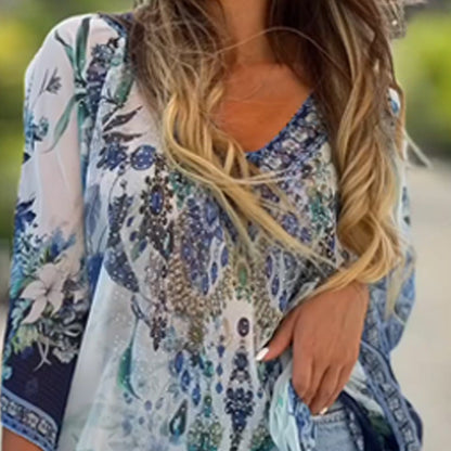 Women's Loose V-Neck Asymmetrical Dress