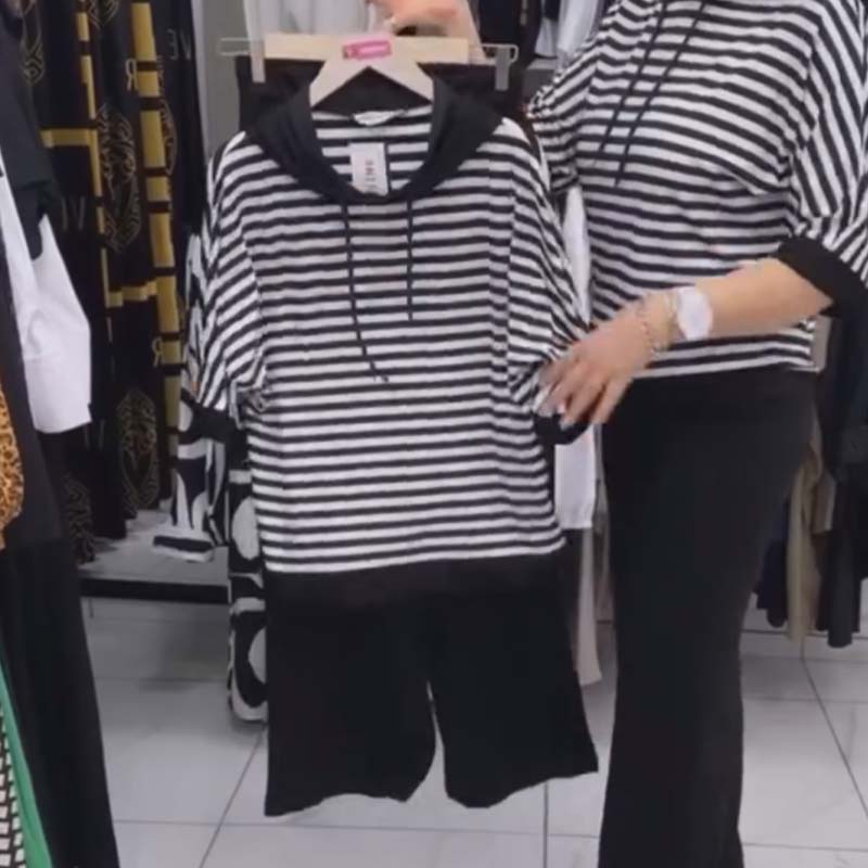 💥HOT SALE 2025💥Women's Striped Top & Solid Pants Set