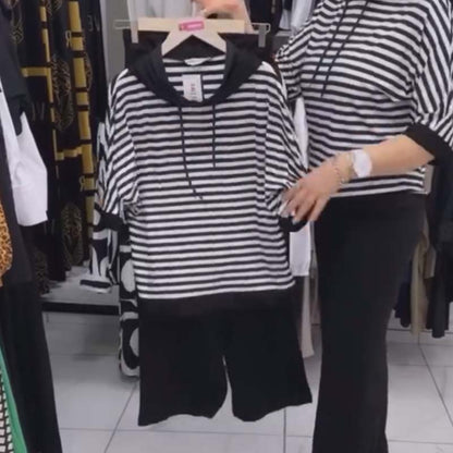 💥HOT SALE 2025💥Women's Striped Top & Solid Pants Set